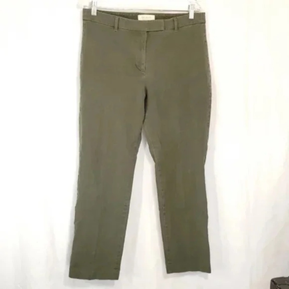 Talbots Flat Front Slim Leg Olive Smooth Pant